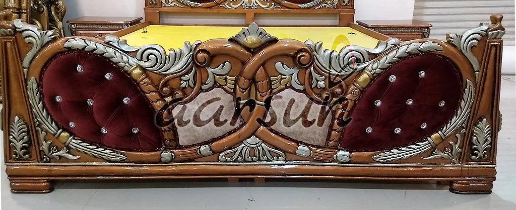 Royal Wooden Bed Copper Polish with Silver Highlights view 7