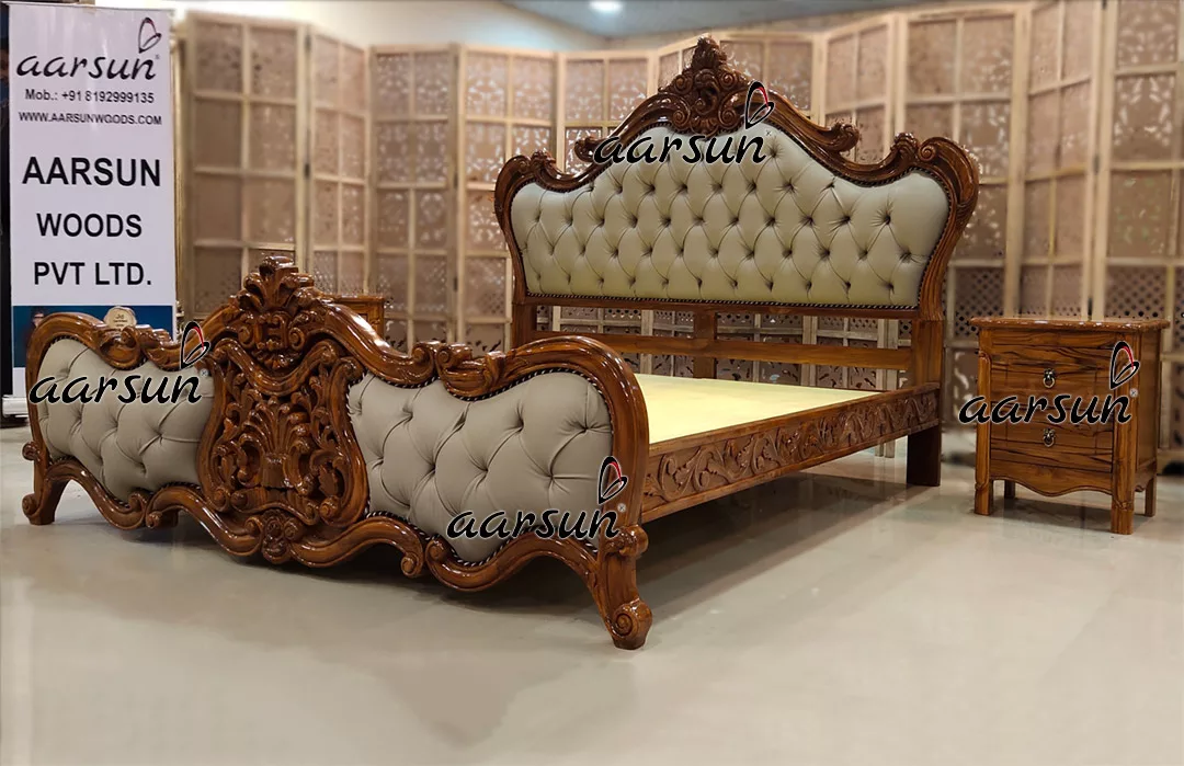Top design Bed Classic Style Teak Wood view 3