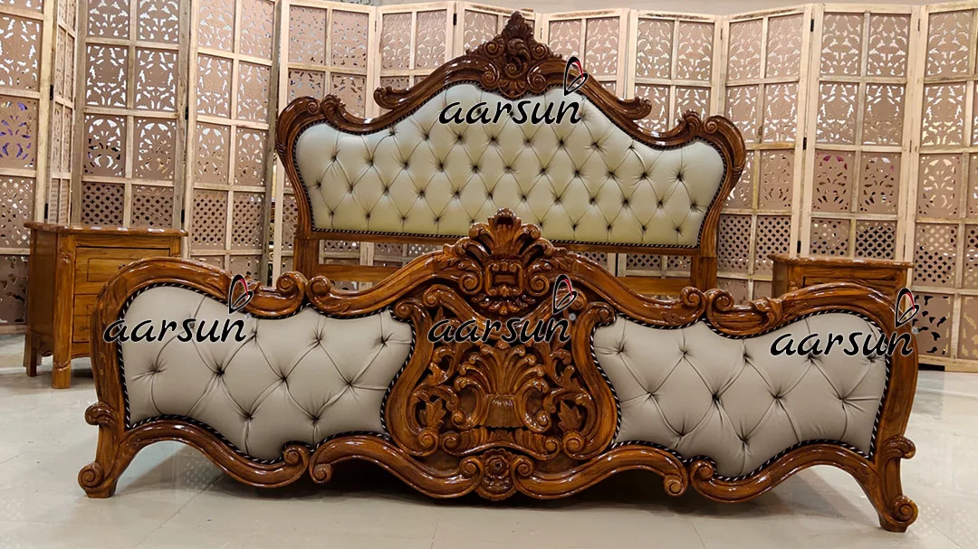 Top design Bed Classic Style Teak Wood view 4