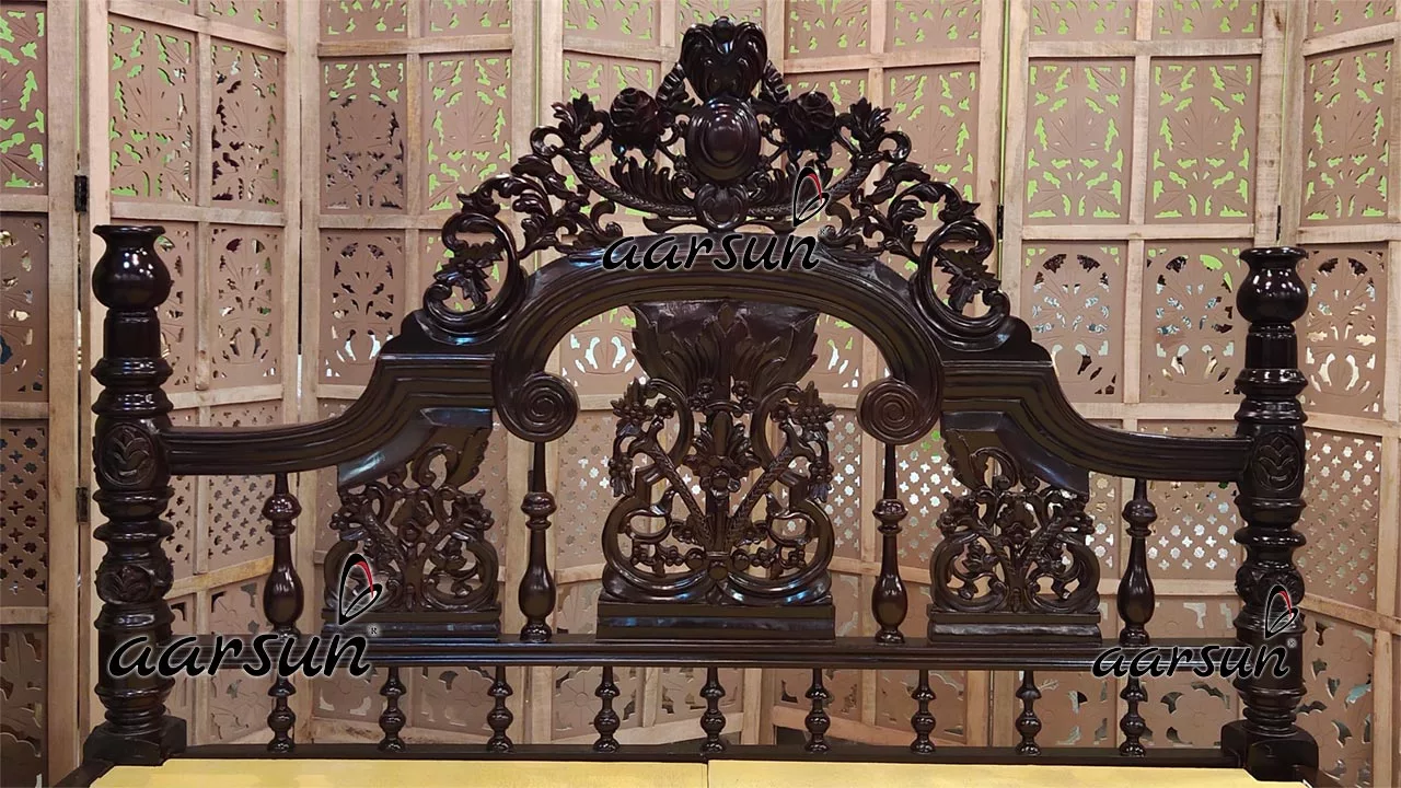 Trendy Semi Poster Bed Queen Size in Walnut Finish view 4