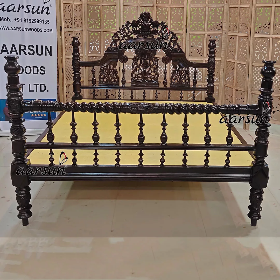 Trendy Semi Poster Bed Queen Size in Walnut Finish view 5