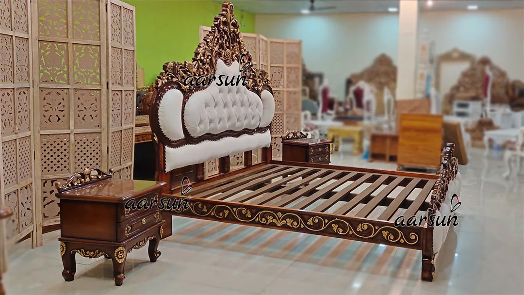 Triple Shade King Size Bed Cot with Side Tables view 3