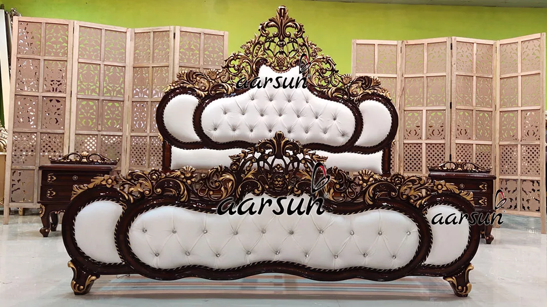 Triple Shade King Size Bed Cot with Side Tables view 4