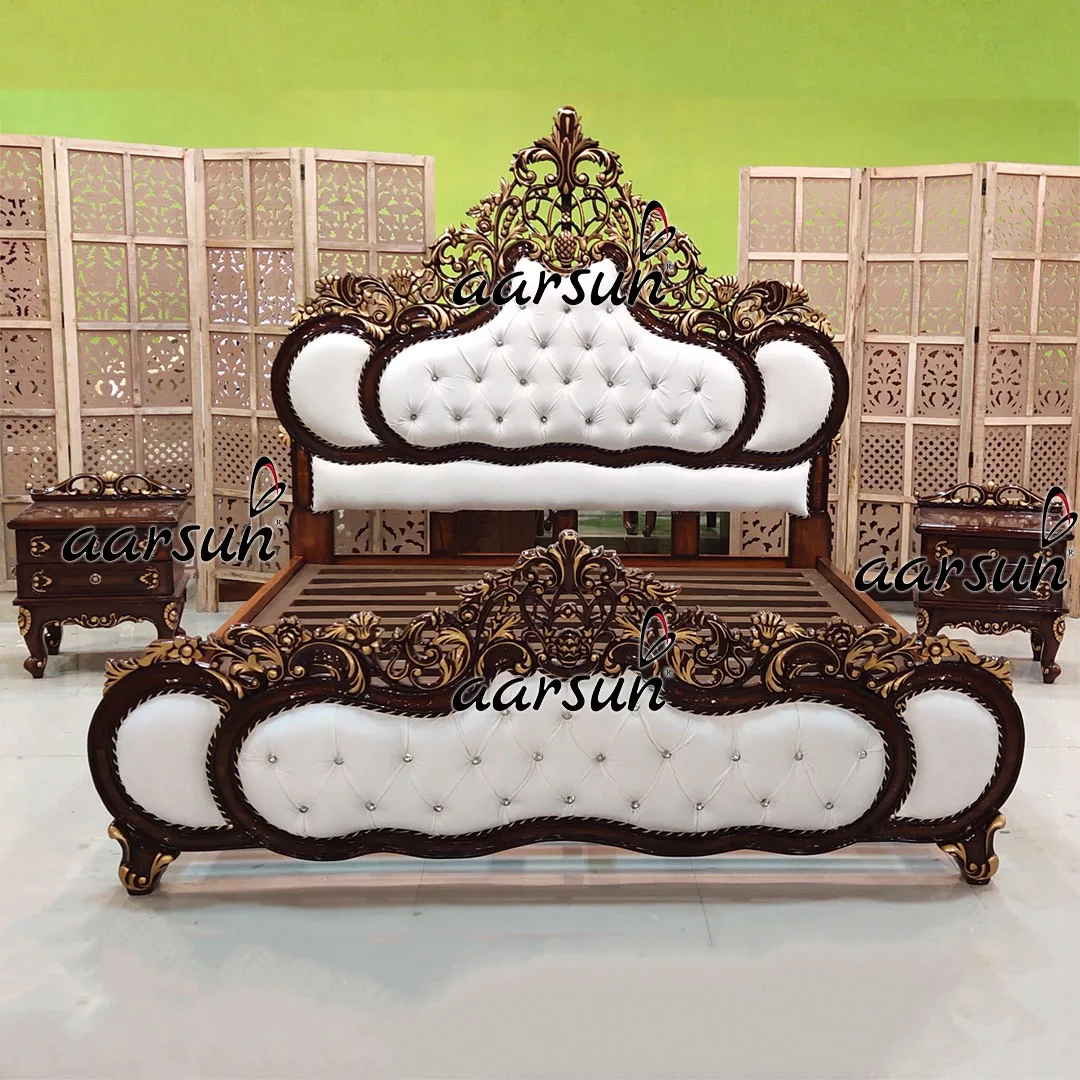 Triple Shade King Size Bed Cot with Side Tables view 7