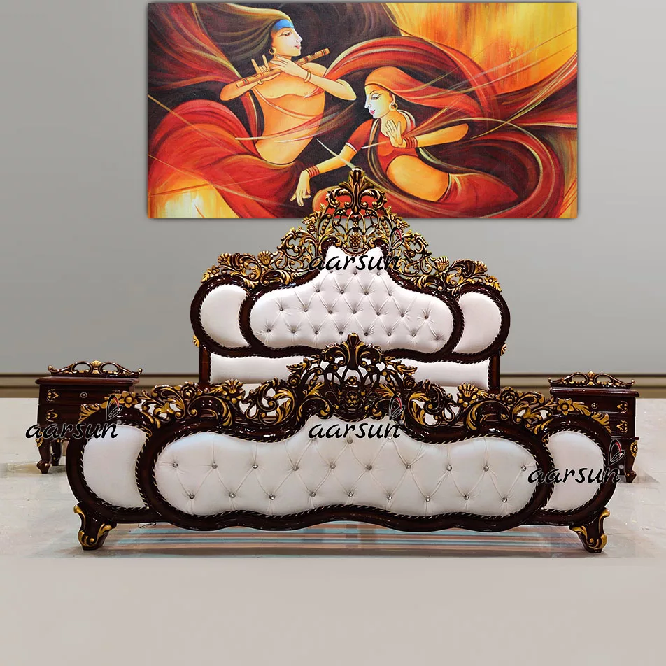 Triple Shade King Size Bed Cot with Side Tables