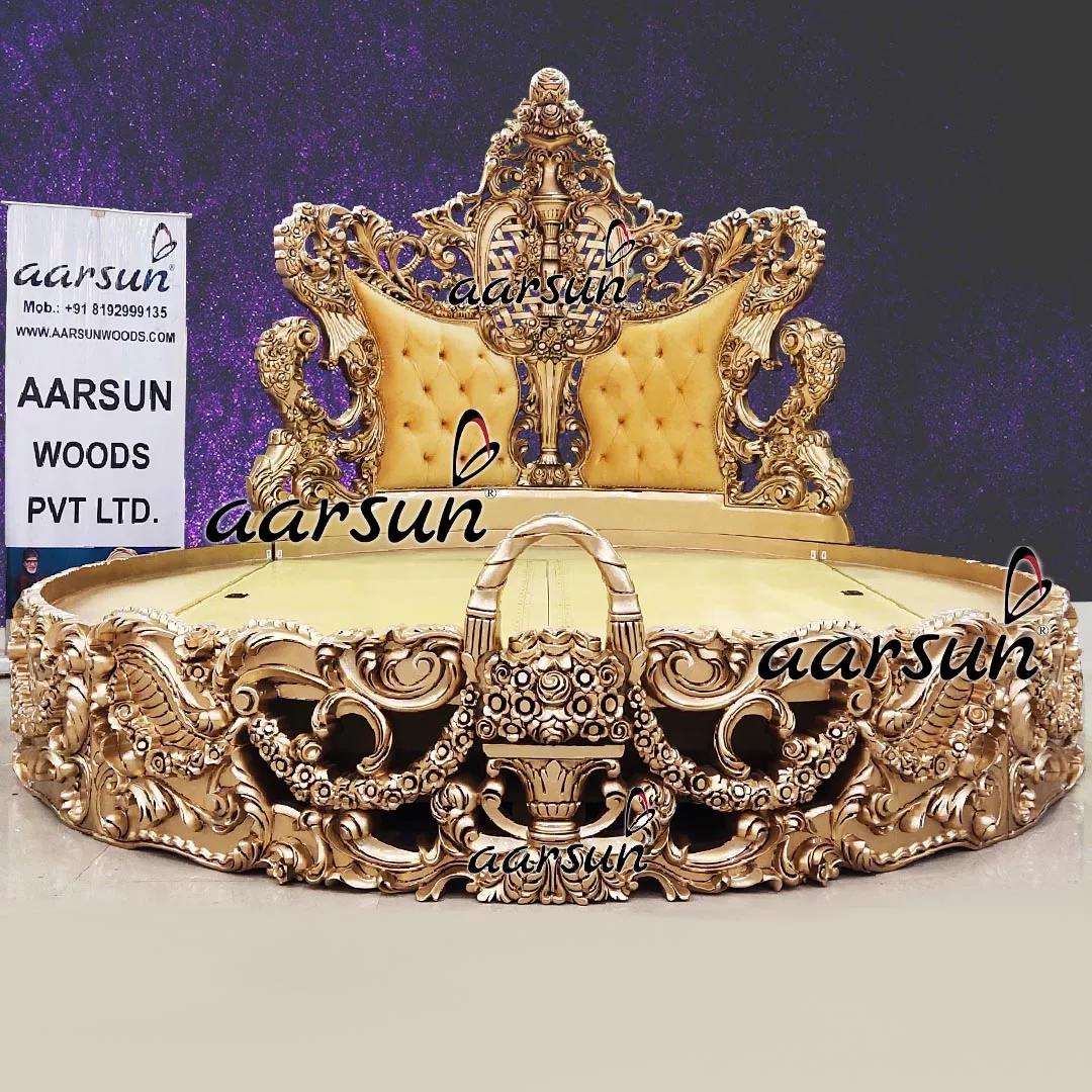 Ultra Luxurious Round Bed in Gold
