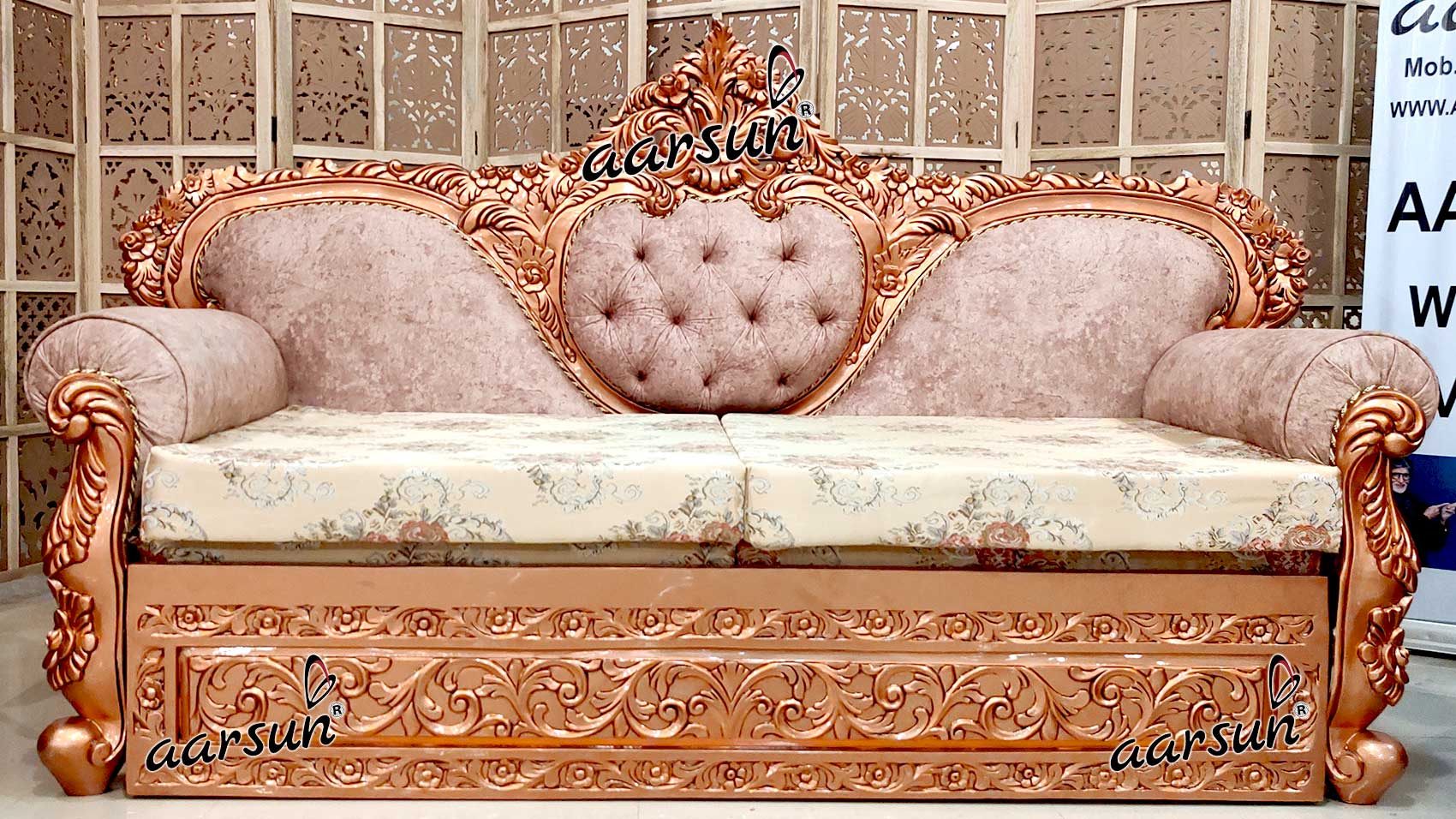 Unique Rose Gold Sofa Cum Bed view 3