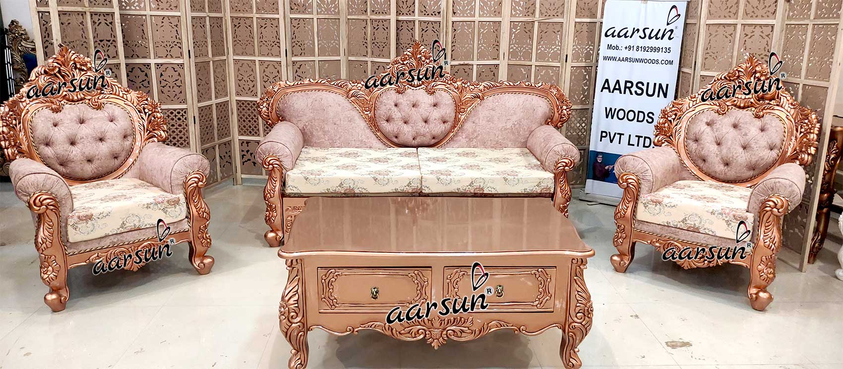Unique Rose Gold Sofa Cum Bed view 4