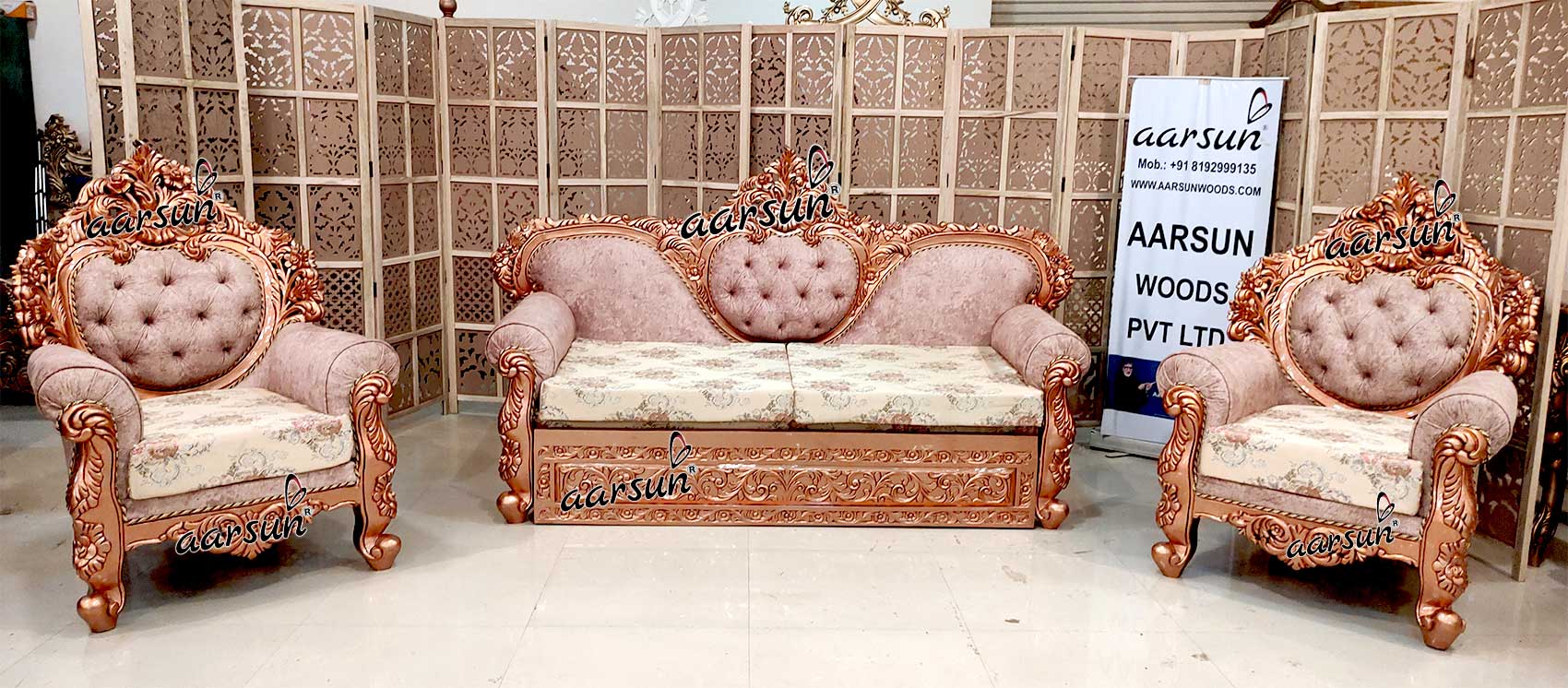 Unique Rose Gold Sofa Cum Bed view 5