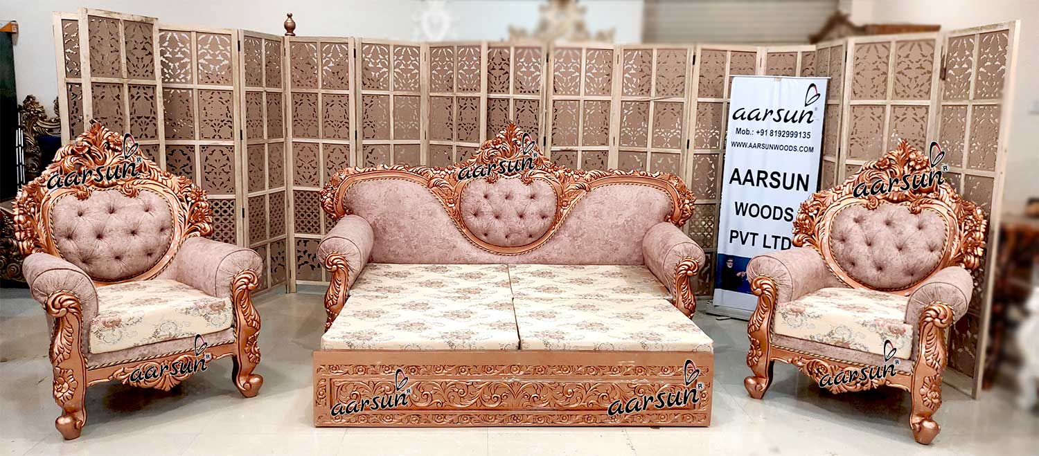 Unique Rose Gold Sofa Cum Bed view 6