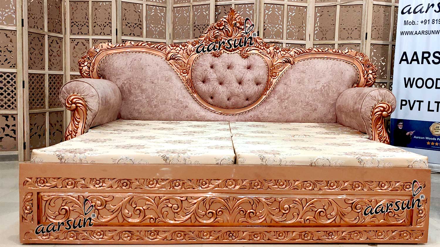 Unique Rose Gold Sofa Cum Bed view 7