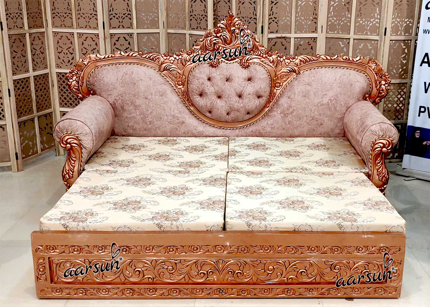 Unique Rose Gold Sofa Cum Bed view 8