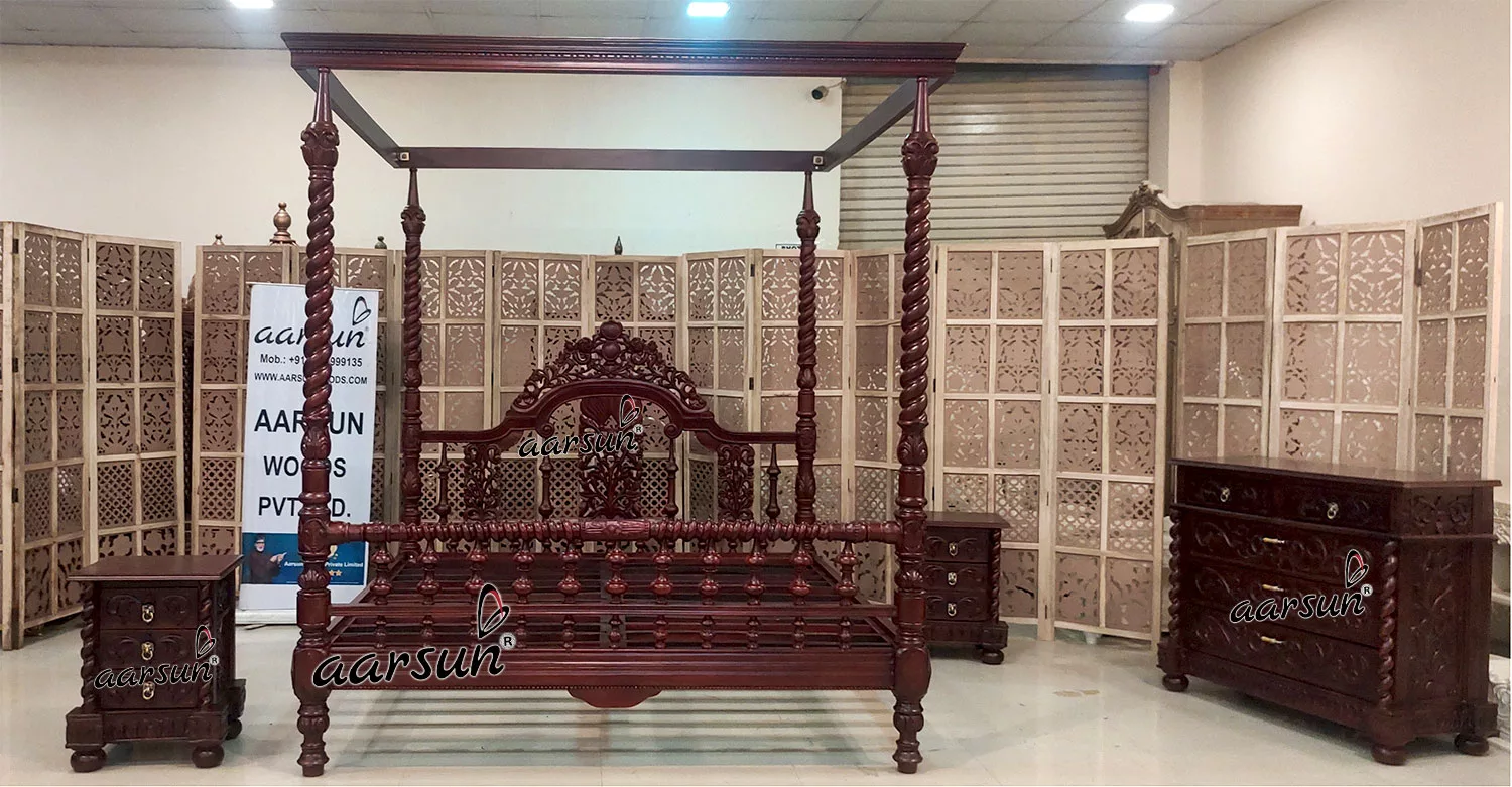 Victorian Carved Canopy Bed Poster view 3