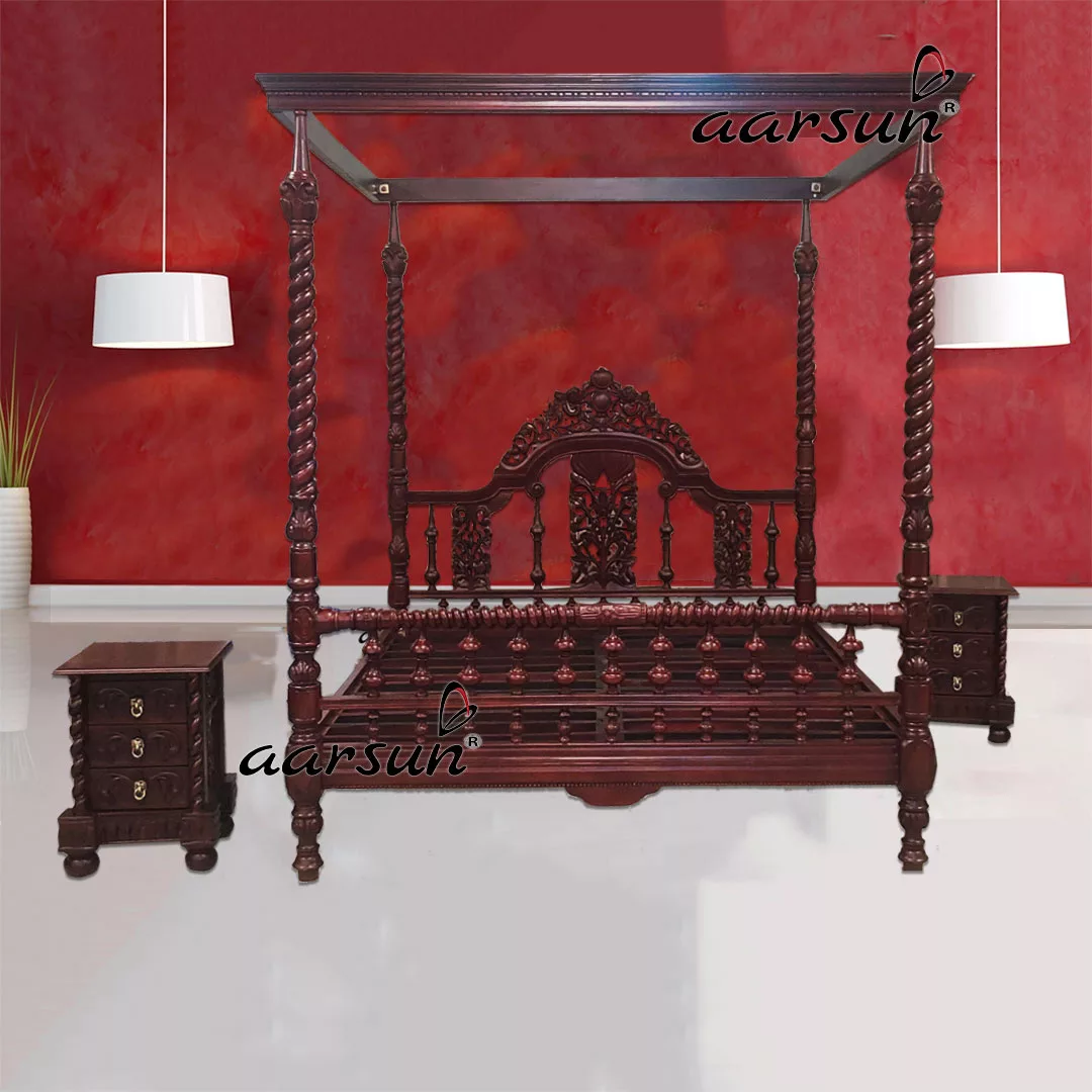 Victorian Carved Canopy Bed Poster