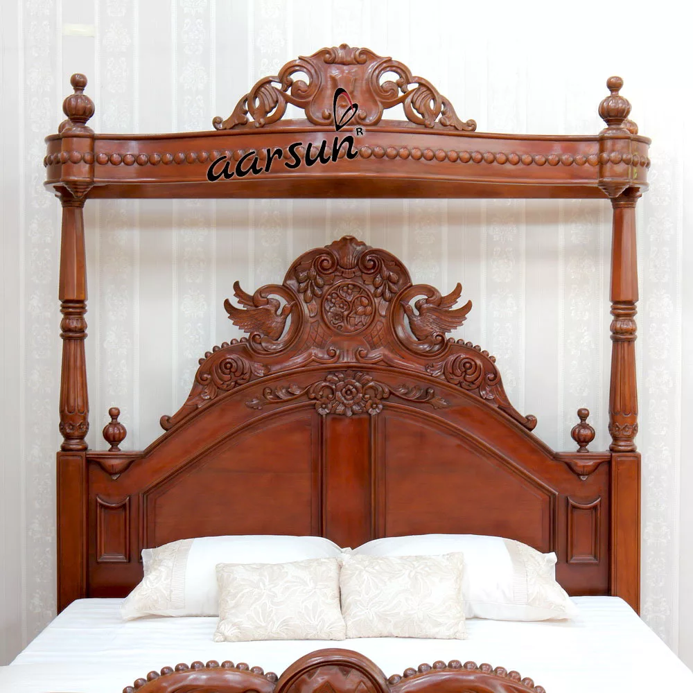 Wooden Poster Bed in Teak Wood view 4