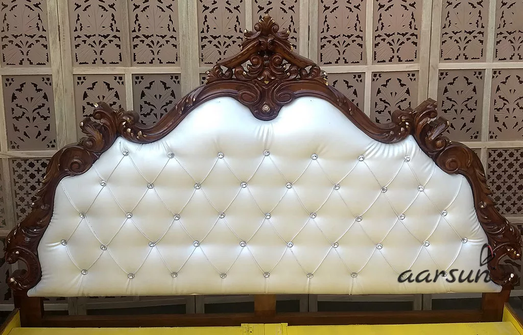 Wooden Royal Bed with Side Tables view 5
