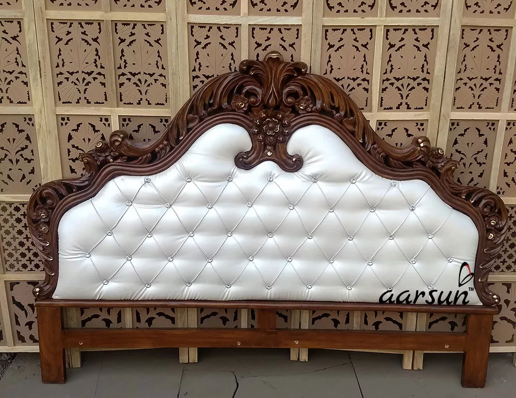 Wooden Royal King Size Bed with Side Tables view 5